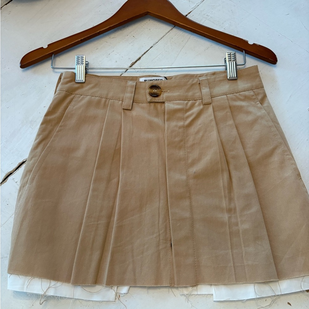 Rumored Beige Pleated Mini Skirt NWT